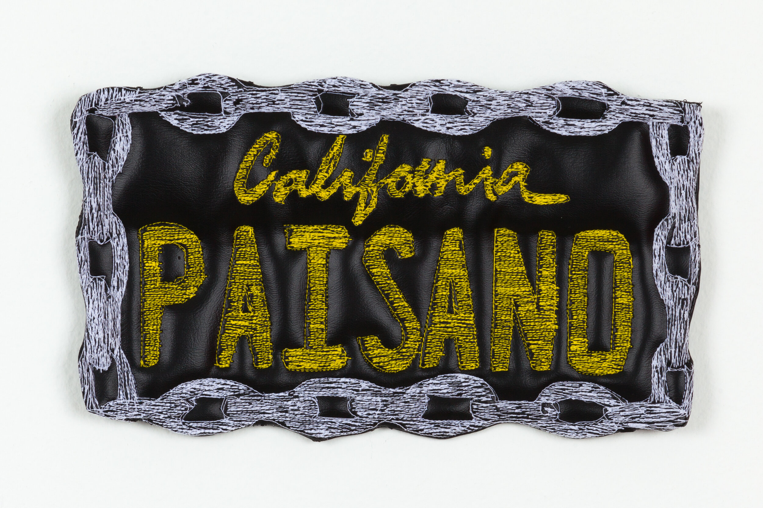  Paisano, 2020  faux leather, thread, polyurethane foam, hardware  7.5x12 inches   