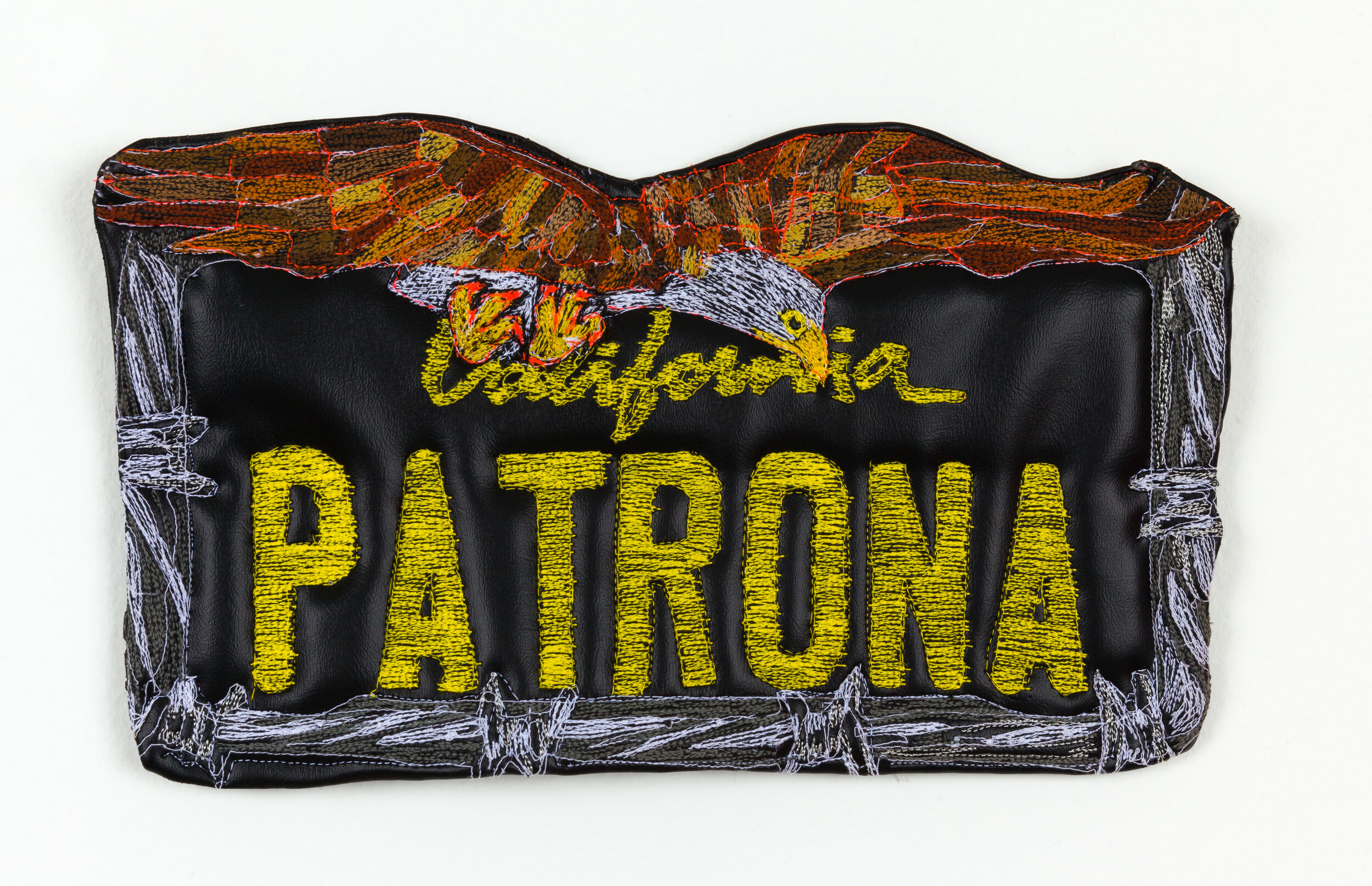  PATRONA, 2020  faux leather, thread, polyurethane foam, hardware  7.5X13 inches   