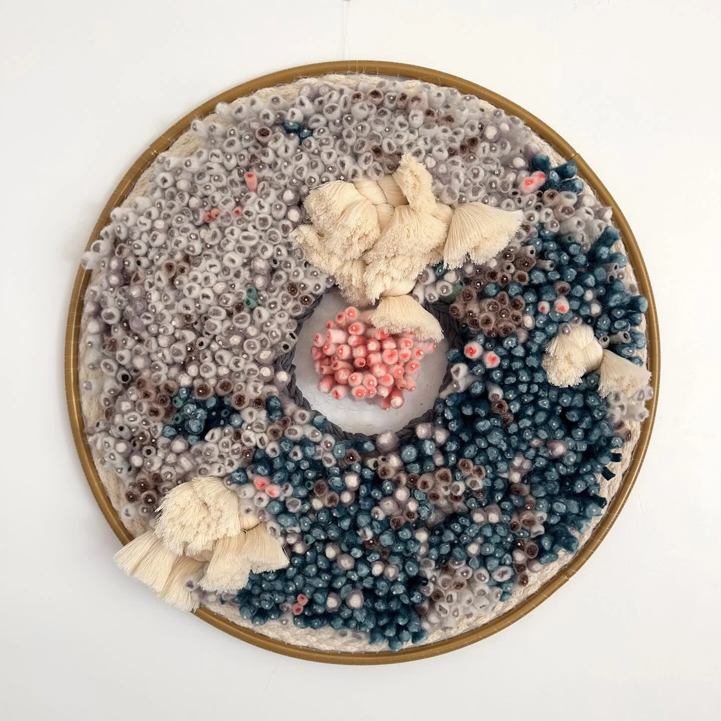 Elemental, 2024
Wool, cotton, monofilament, steel
24&rdquo; (Amoebic), 28&rdquo; (Plasmic), and 40&rdquo; (Biotic) diameter 

Missed my Elemental woven fiber series at the St. Louis airport? Good news&hellip; it has a new home at the Angad Arts Hotel