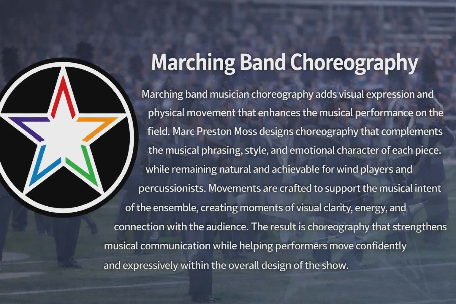 Marching band choreography for musicians