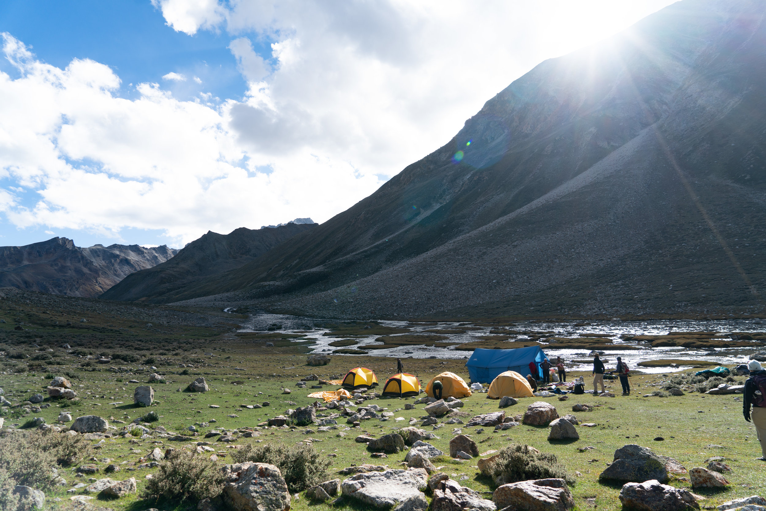 Made camp just as the sun went behind the mountain and the cold sets in.