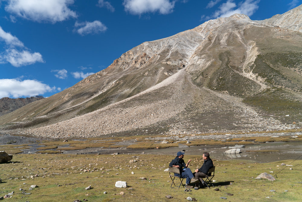 Enjoying the view and a stimulating conversation.