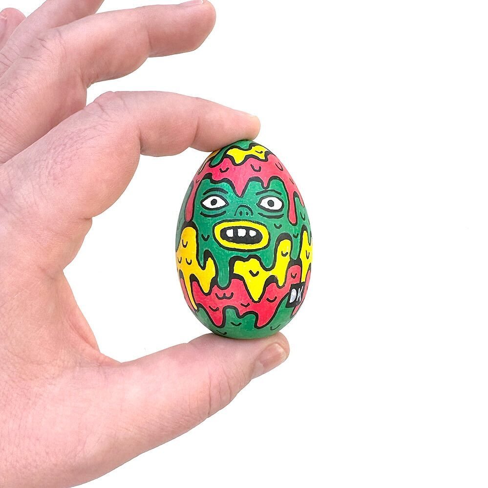 Mr Goopy 2.5&rdquo; wooden egg 🥚 #eggprize #eggart #drips #design #illustration #egg #paintedegg #artoftheday #anotherone