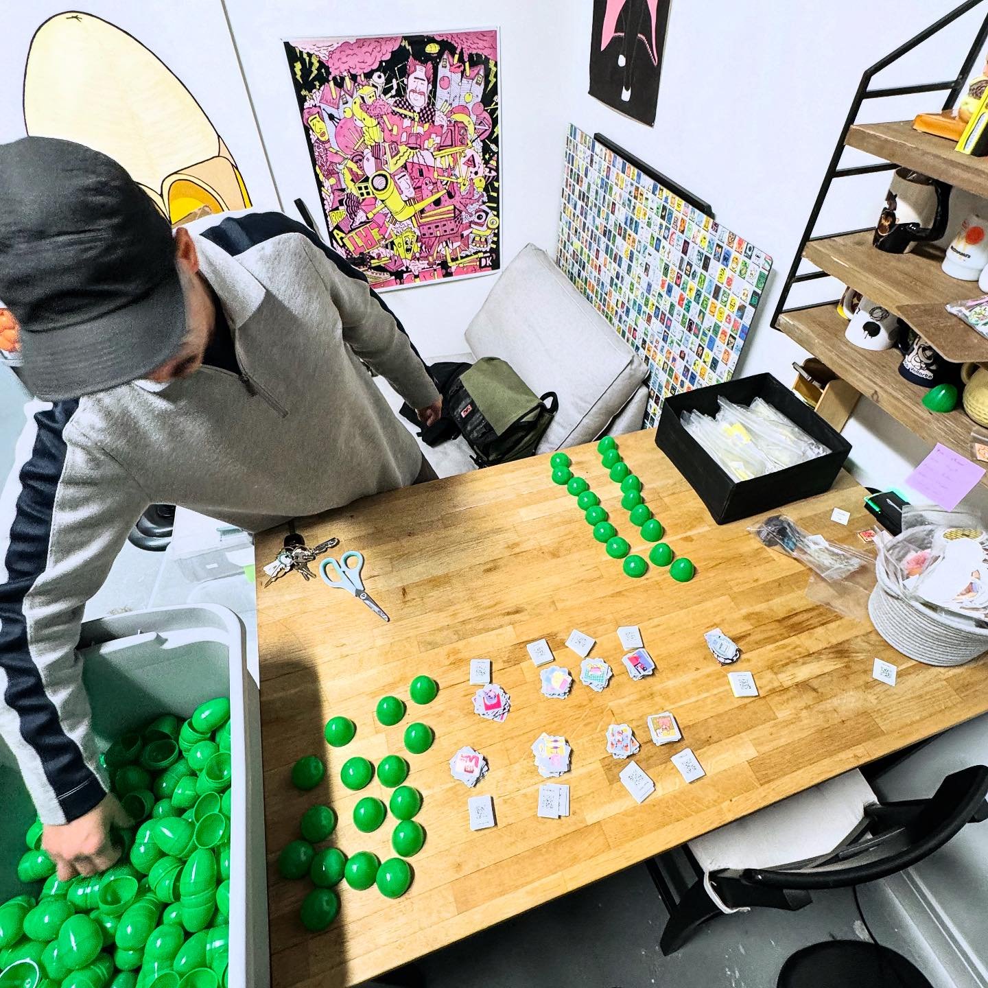 Packing more eggs at the studio #eggprize #artvending #chicago #localart #miniart