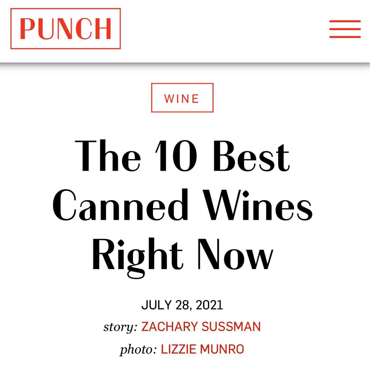 Thank you for the shout @punch_drink - a piece written just in time for summertime. We&rsquo;re honored to be on a list with these other producers, delicious wines all around. 

#cannedwine #summertimesipper #errrydayimriesling