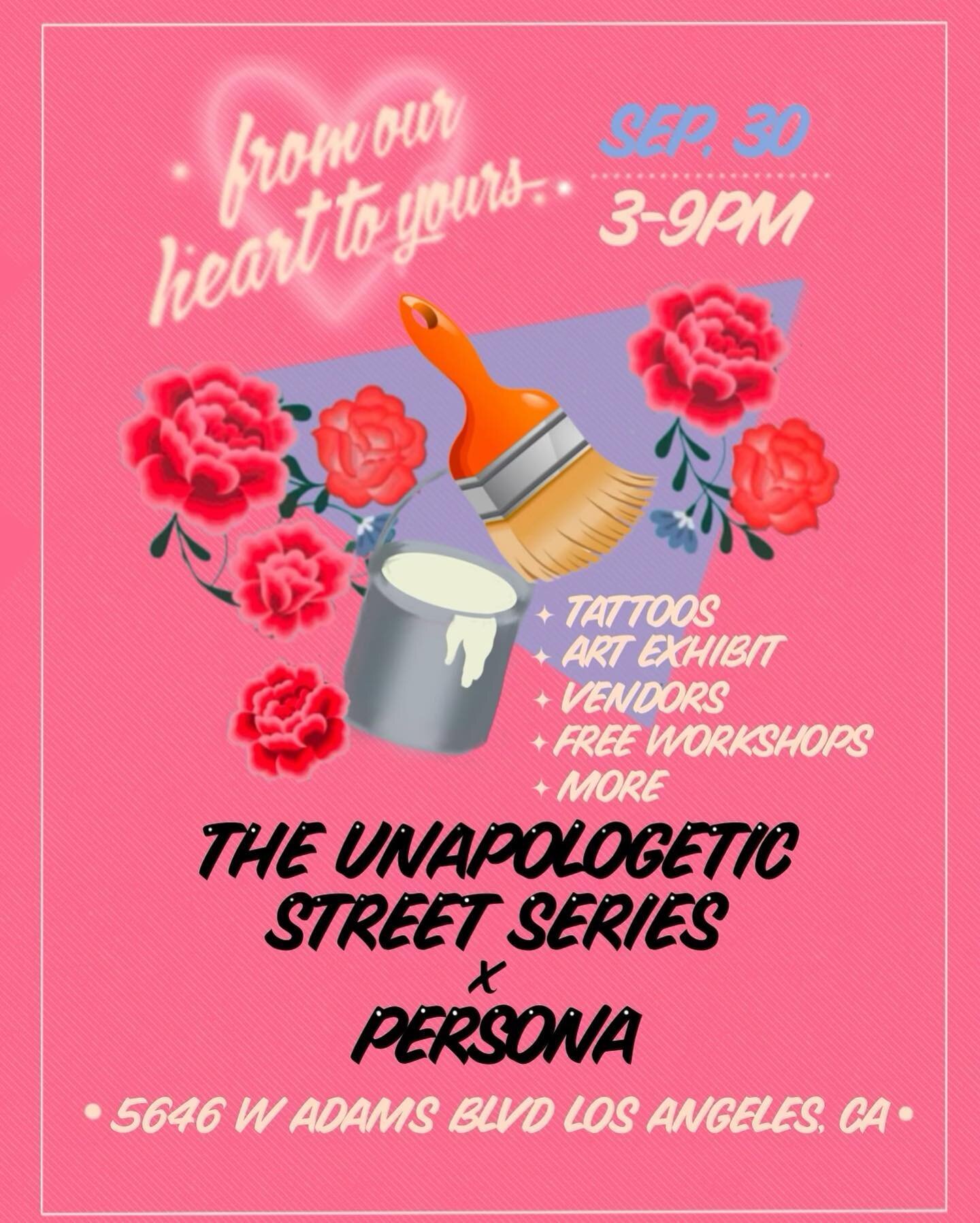 💖 I am incredibly excited to be part of this event by @theunapologeticstreetseries and @persona.theshop 😍! I will be dropping the flash for this event end of the week so keep a 👀. Save the date and come by! So many amazing creatives sharing space 