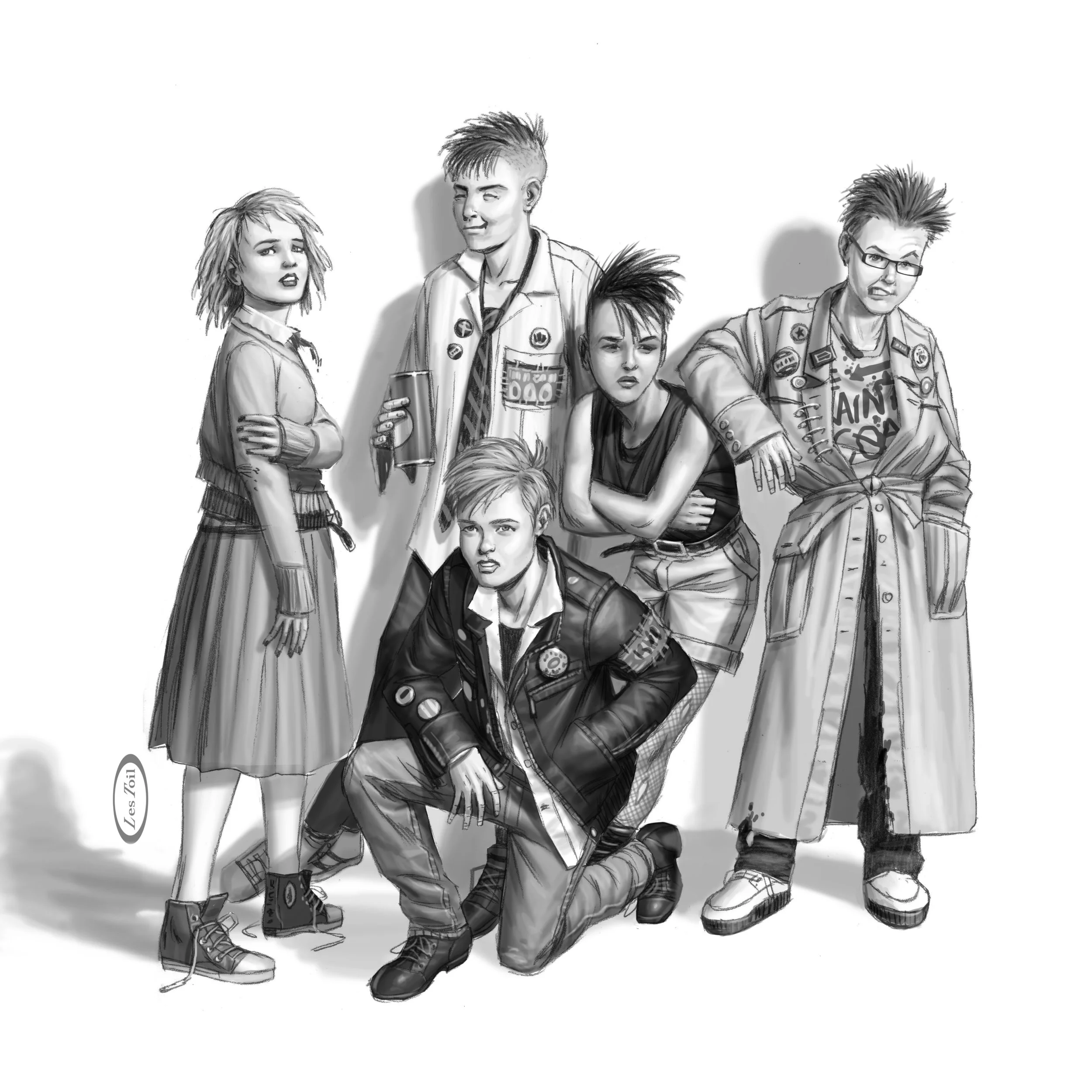 Standing (left to right): Bridge, Micah, Letty, Benny. Kneeling (front): Scott