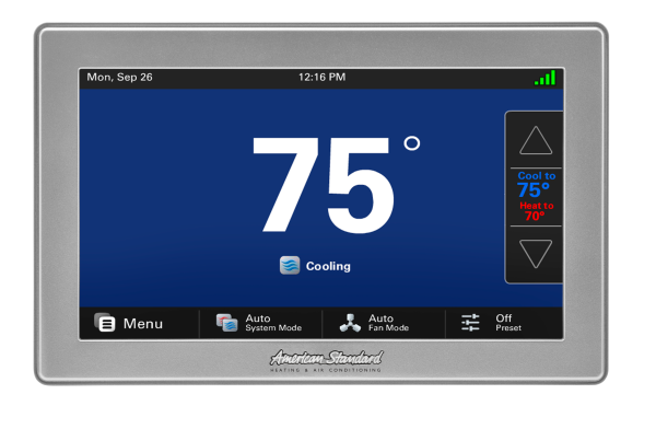 Home Thermostat Controls Whether you are looking for a seven-day programmable thermostat, a fully automated digital control or a standard easy-to-use thermostat, American Standard temperature controls give you precise control over your home's climate. Take command of comfort and costs at the same time with a reliable home thermostat from American Standard Heating & Air Conditioning.
