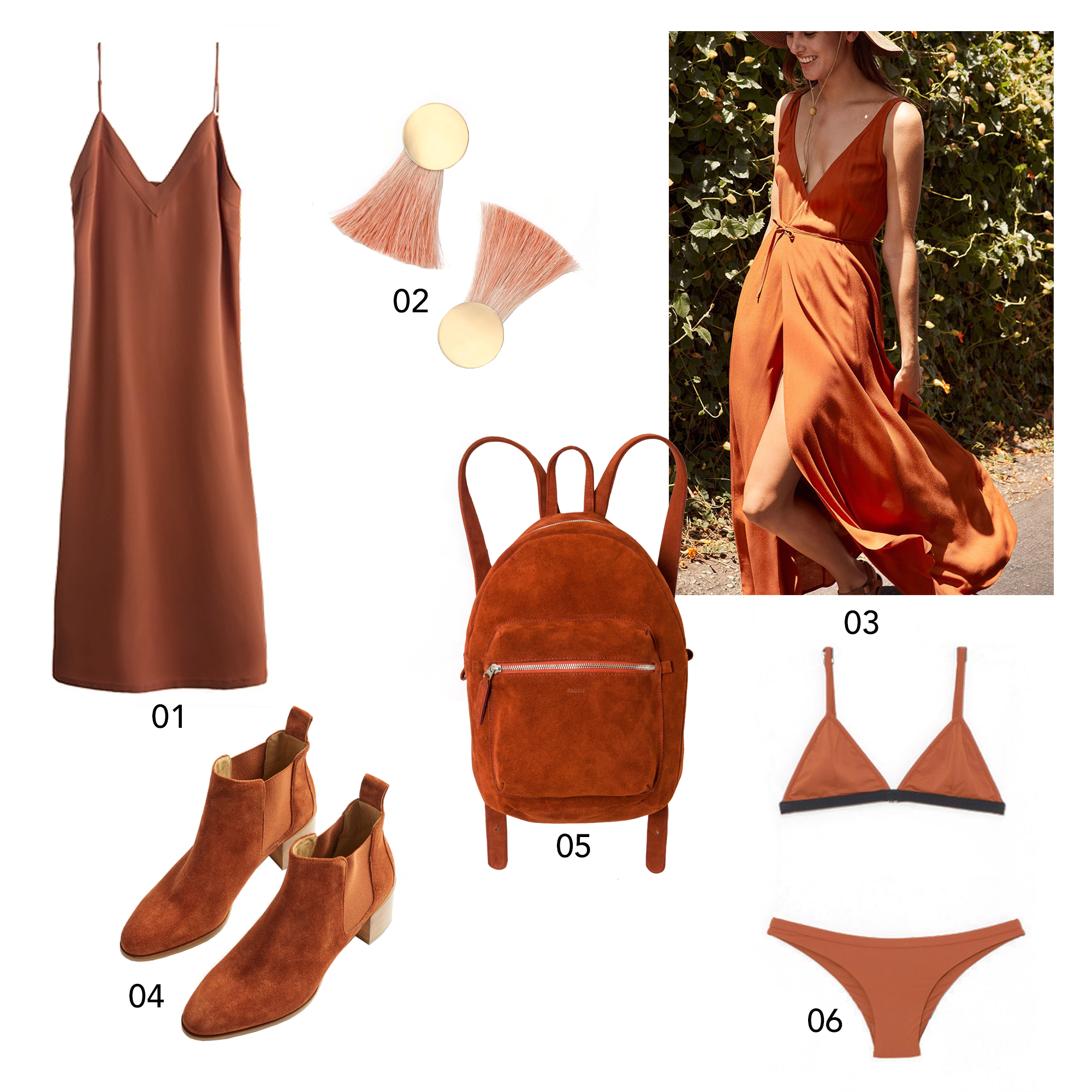 rust colored slip dress