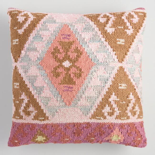 Coral Kilim Woven Pillow, $40