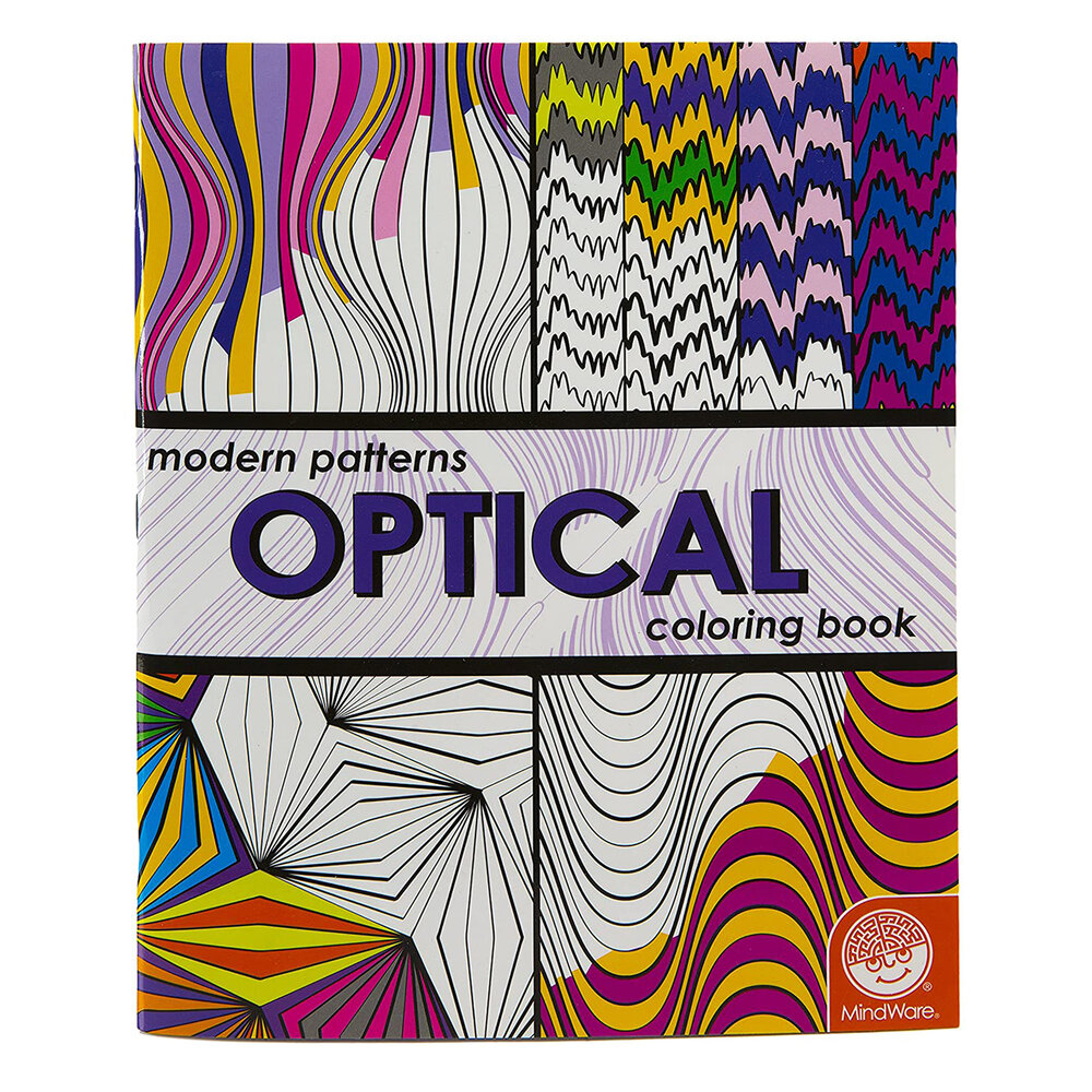 Modern Patterns Optical Coloring Book, MindWare, $7.95