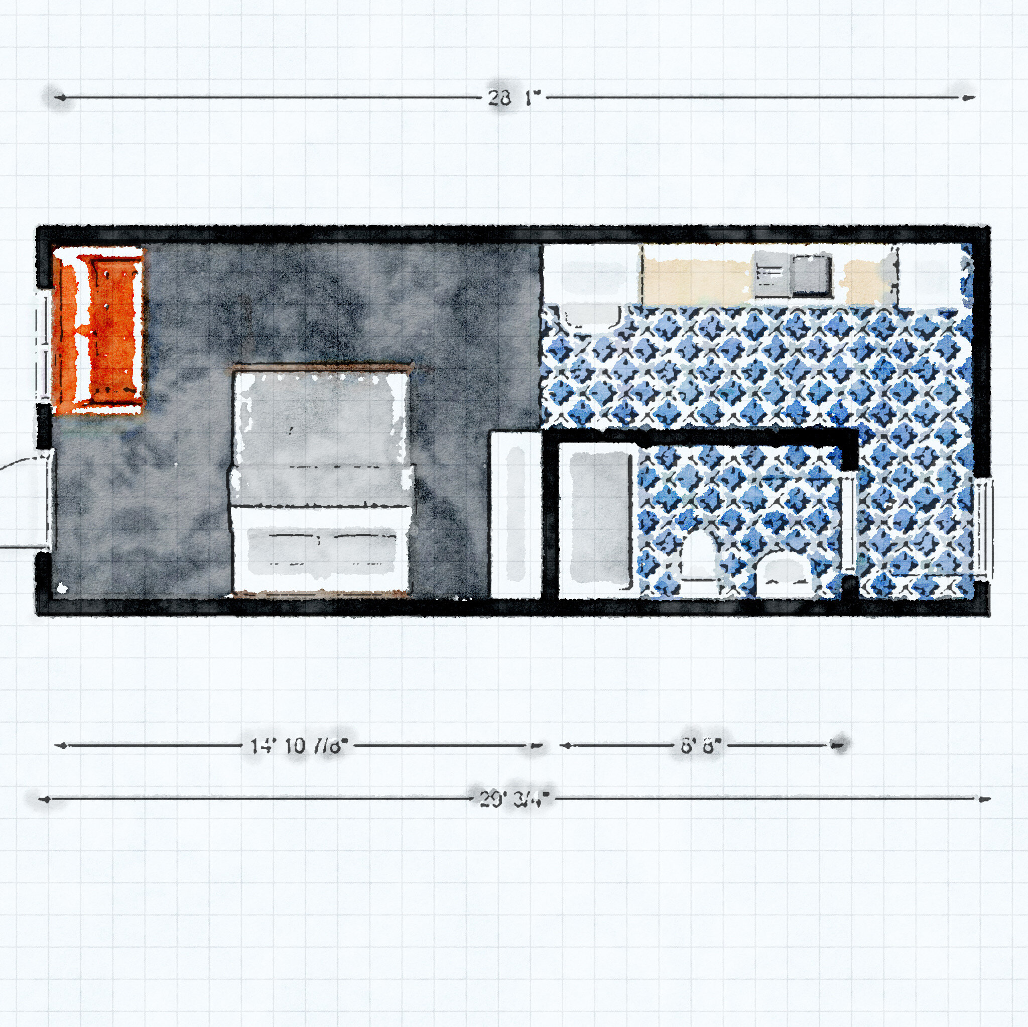 One Room Challenge: Week Three,  a Goldfish Named Linoleum and Our Floorplan Revealed