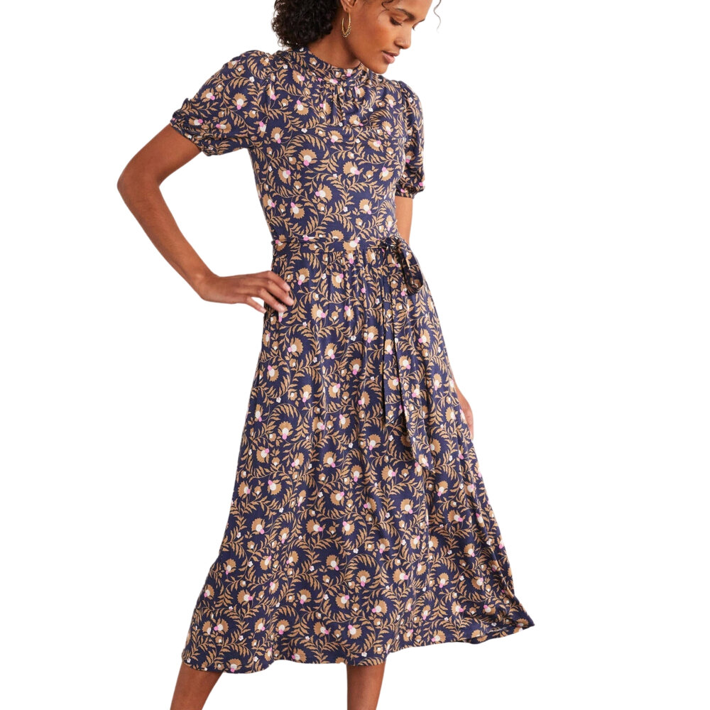 Flora Jersey Puff Sleeve Dress, Boden, $160 (pockets, machine wash)