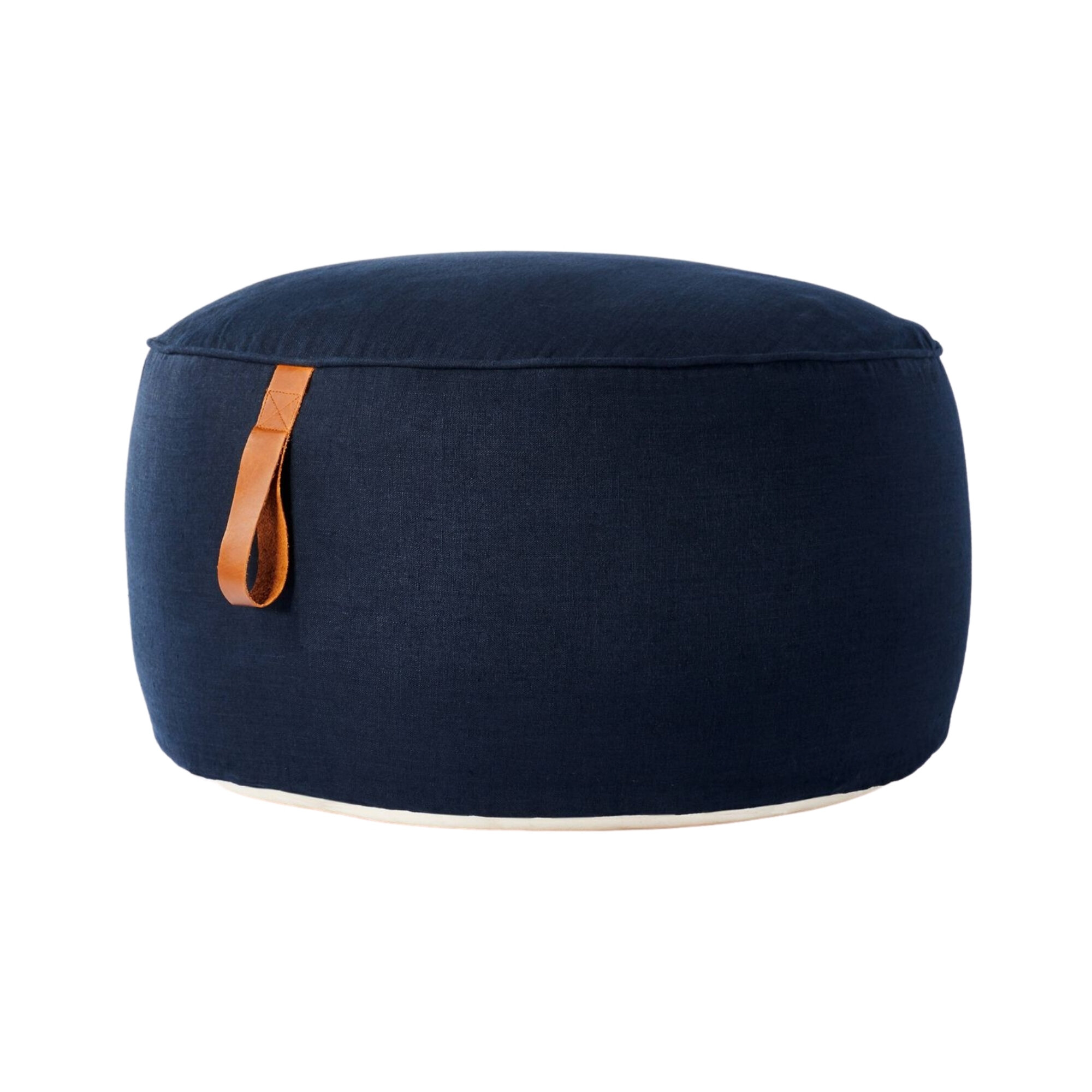Pouf with Leather Handle, $69