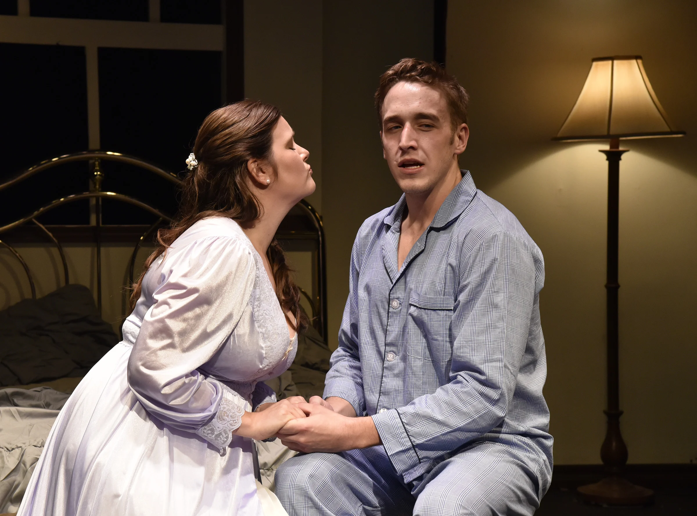 Griffin LaVictoire and Jill Burcham in An Incomplete Education . Costumes by Becky McGuigan. Photo by Wendy Mutz.