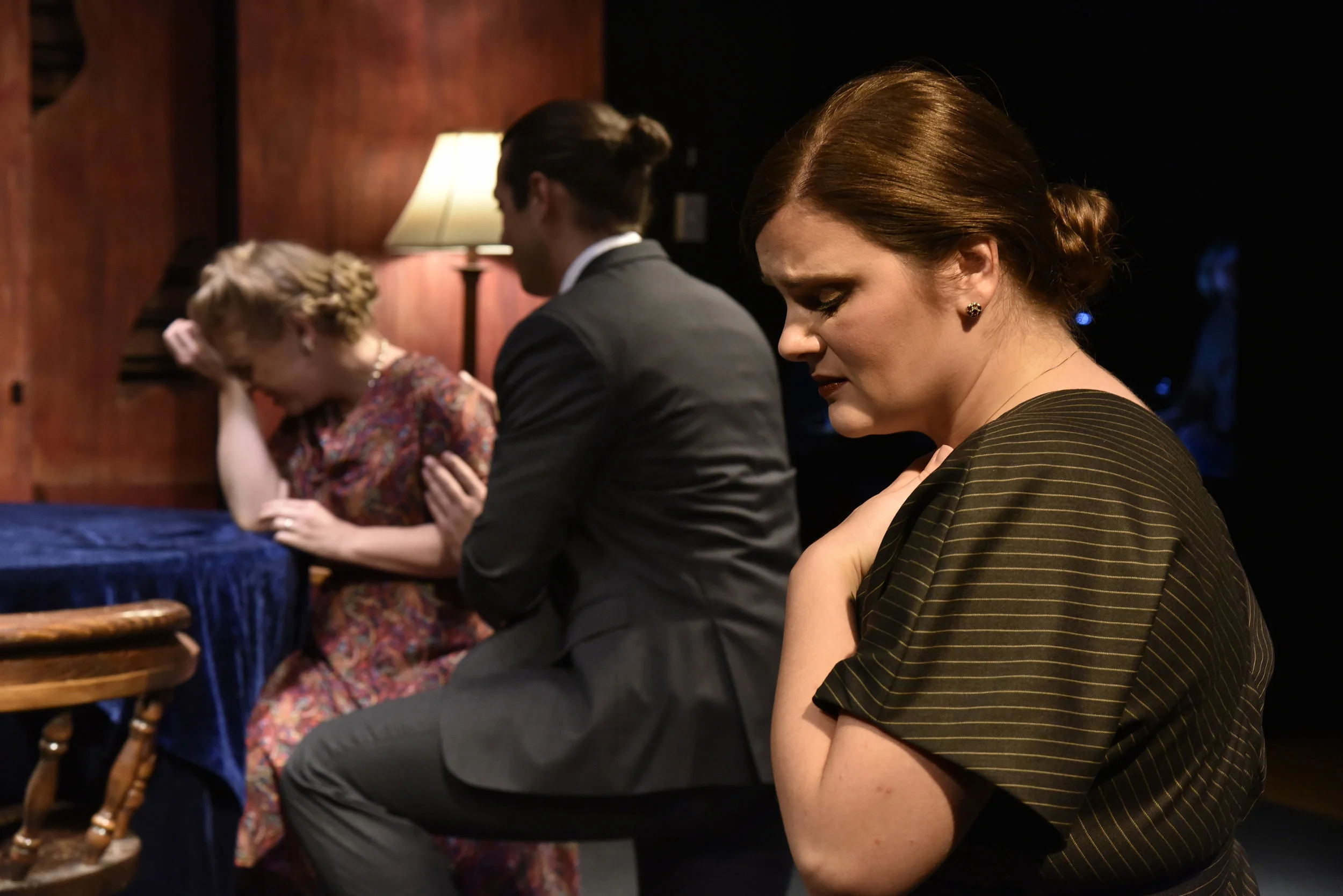 Elizabeth Fischborn, Andrew Wannigman, and Jill Burcham in  The Medium . &nbsp;Costumes by Becky McGuigan. &nbsp;Photo by Wendy Mutz 