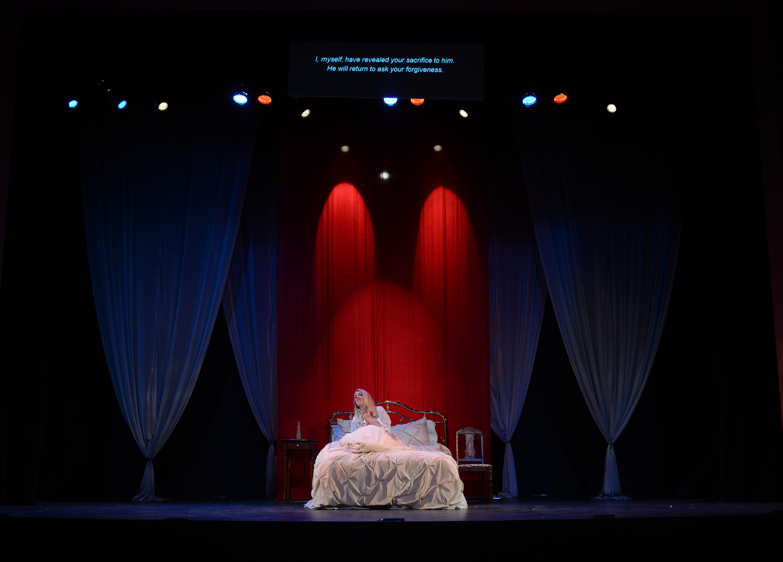  Beginning of third act in  La Traviata . &nbsp;Lighting design by Scott Hynes. &nbsp;Scenic design by Rory Behrens and Rob Glaubitz. &nbsp;Costumes by Becky McGuigan. &nbsp;Photo by Wendy Mutz. 