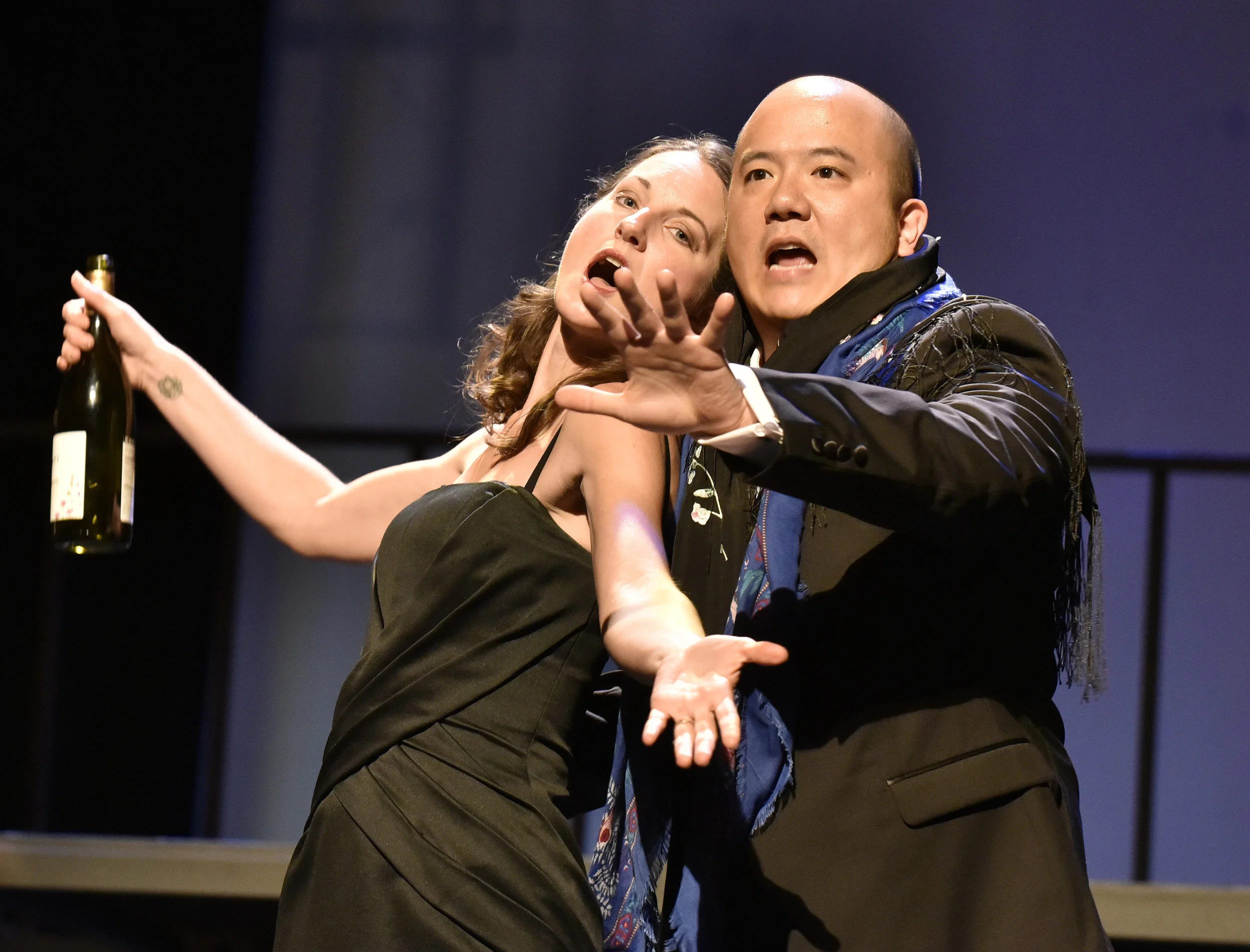  Part II, Scene 3: 1996 from  Three Decembers  by Jake Heggie Bea: Katie Bolding Charlie: Andre Chiang  Stage Director: Rob Glaubitz Costume Designer: Dana Brown Scenic and Lighting Designer: Scott Hynes  Photography by Wendy Mutz Photography Used by