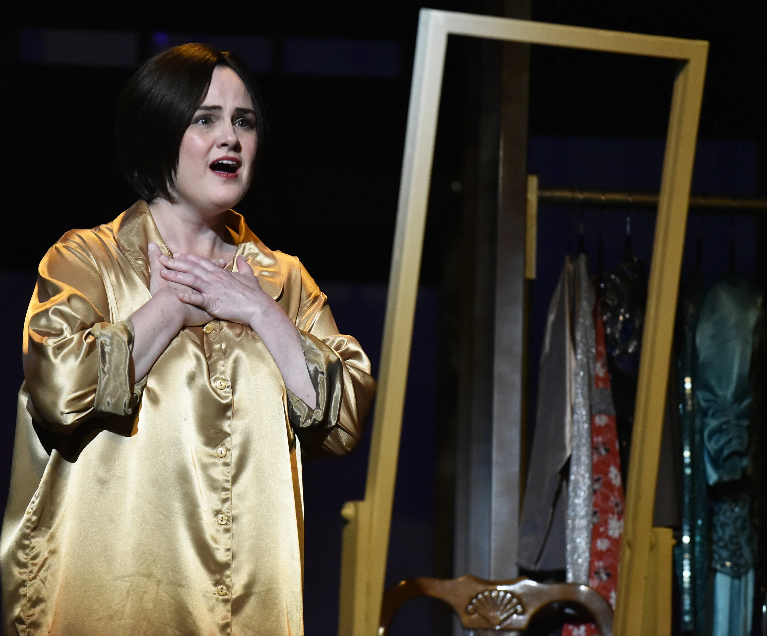  Part II, Scene 3: 1996 from  Three Decembers  by Jake Heggie Madeline: Catherine McDaniel   Stage Director: Rob Glaubitz Costume Designer: Dana Brown Scenic and Lighting Designer: Scott Hynes  Photography by Wendy Mutz Photography Used by Permission