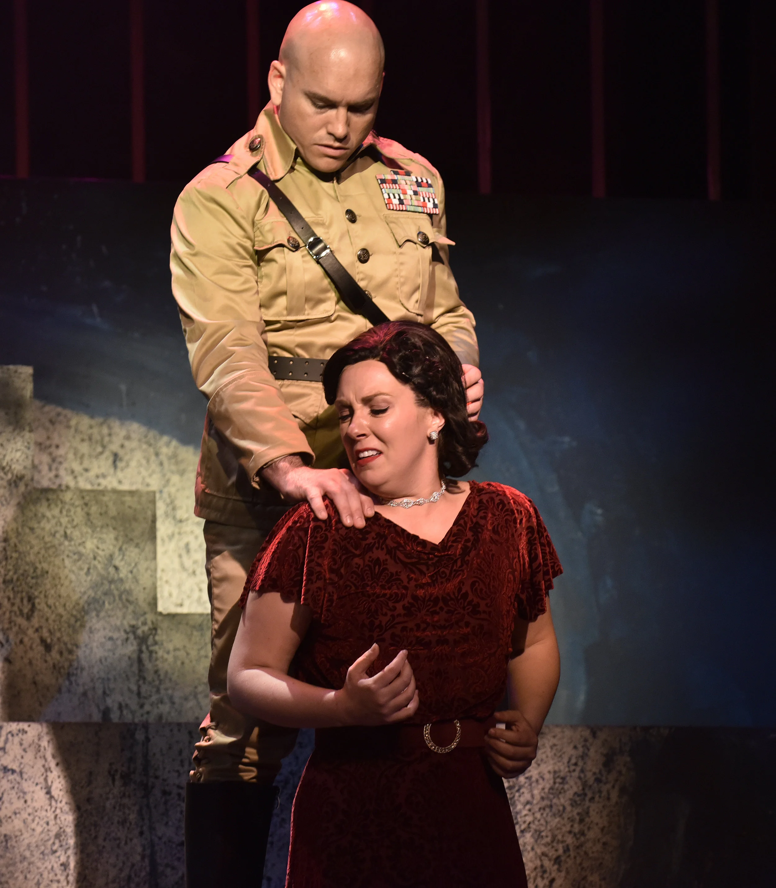  Act II of  Tosca  by Giacomo Puccini Scarpia: Tom Sitzler Tosca: Nicole Van Every  Stage Director: Rob Glaubitz Costume Design: Becky McGuigan Scenic and Lighting Design: Scott Hynes Photography by Wendy Mutz Photography 