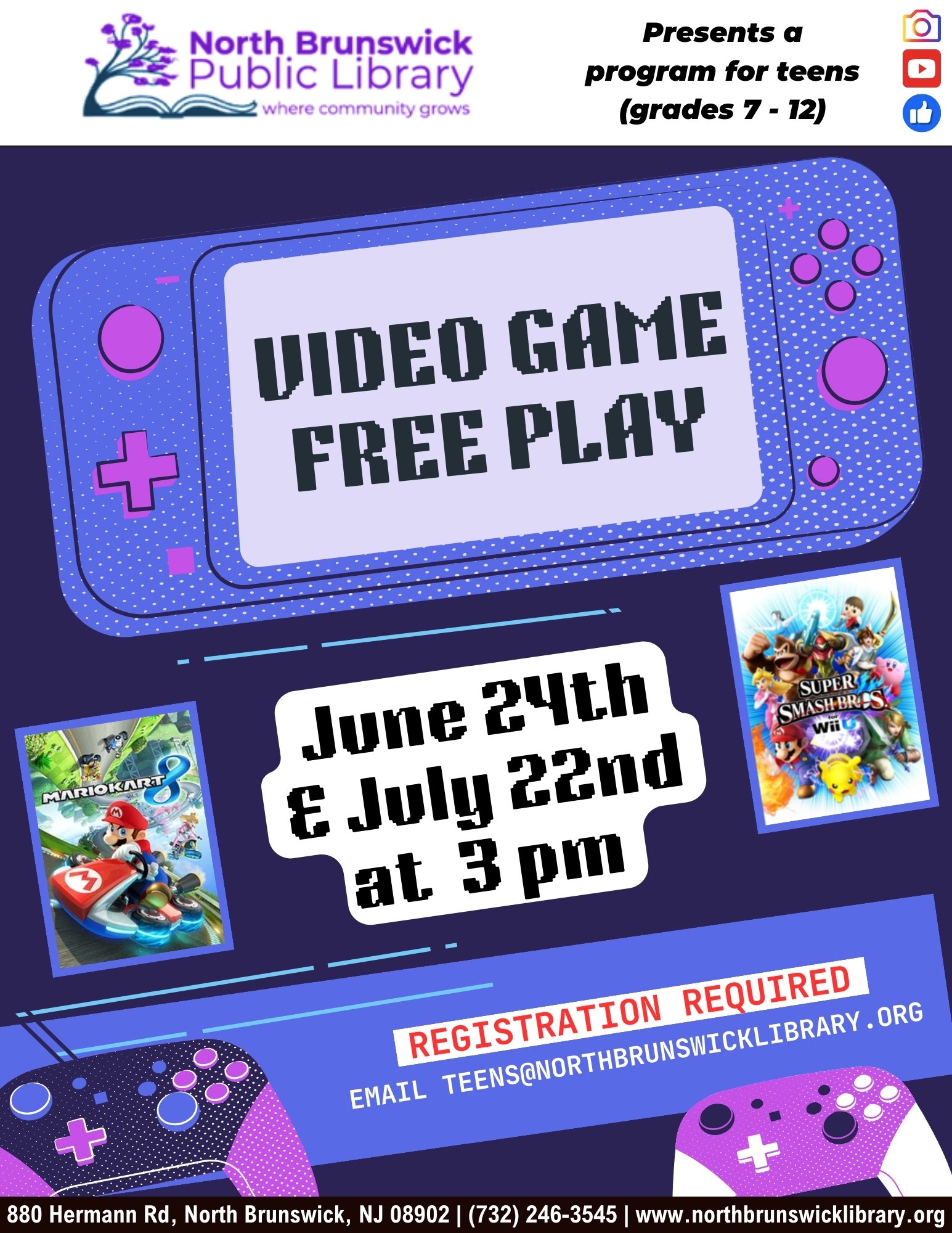 Video Game Free Play — North Brunswick Public Library
