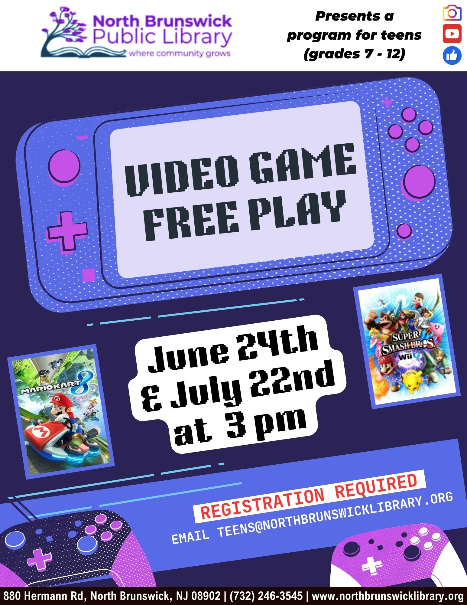 Video Game Free Play — North Brunswick Public Library