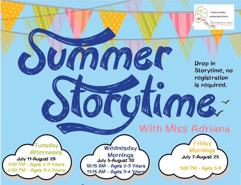 Summer Storytime with Miss Adriana - Tuesday Afternoons