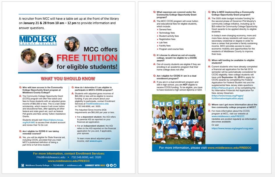 MCC Free Tuition Information Table