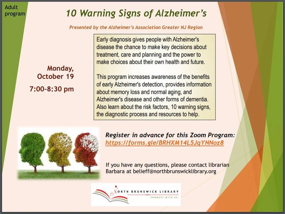 10 Warning Signs of Alzheimer’s — North Brunswick Public Library