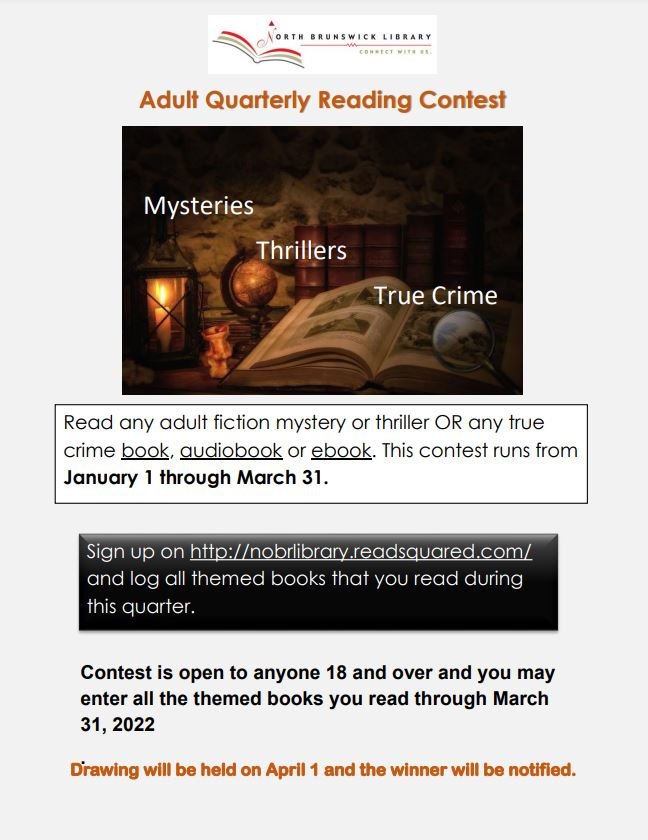 Adult Quarterly Reading Contest: Mysteries, Thrillers, and True Crime