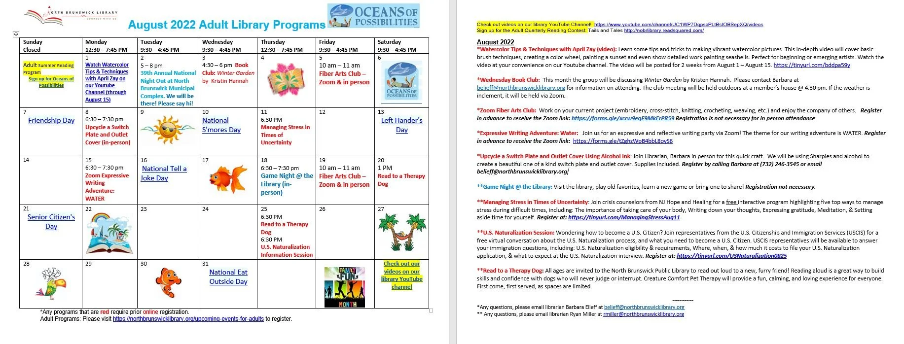 2022 Adult Library Programs