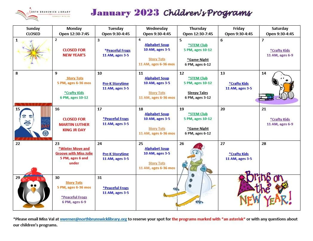 Children's Programs for January 2023