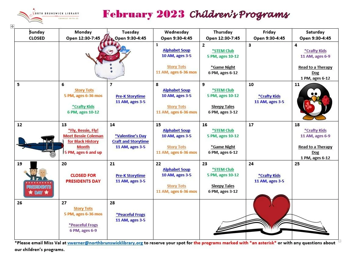 February 2023 Children's Library Programs
