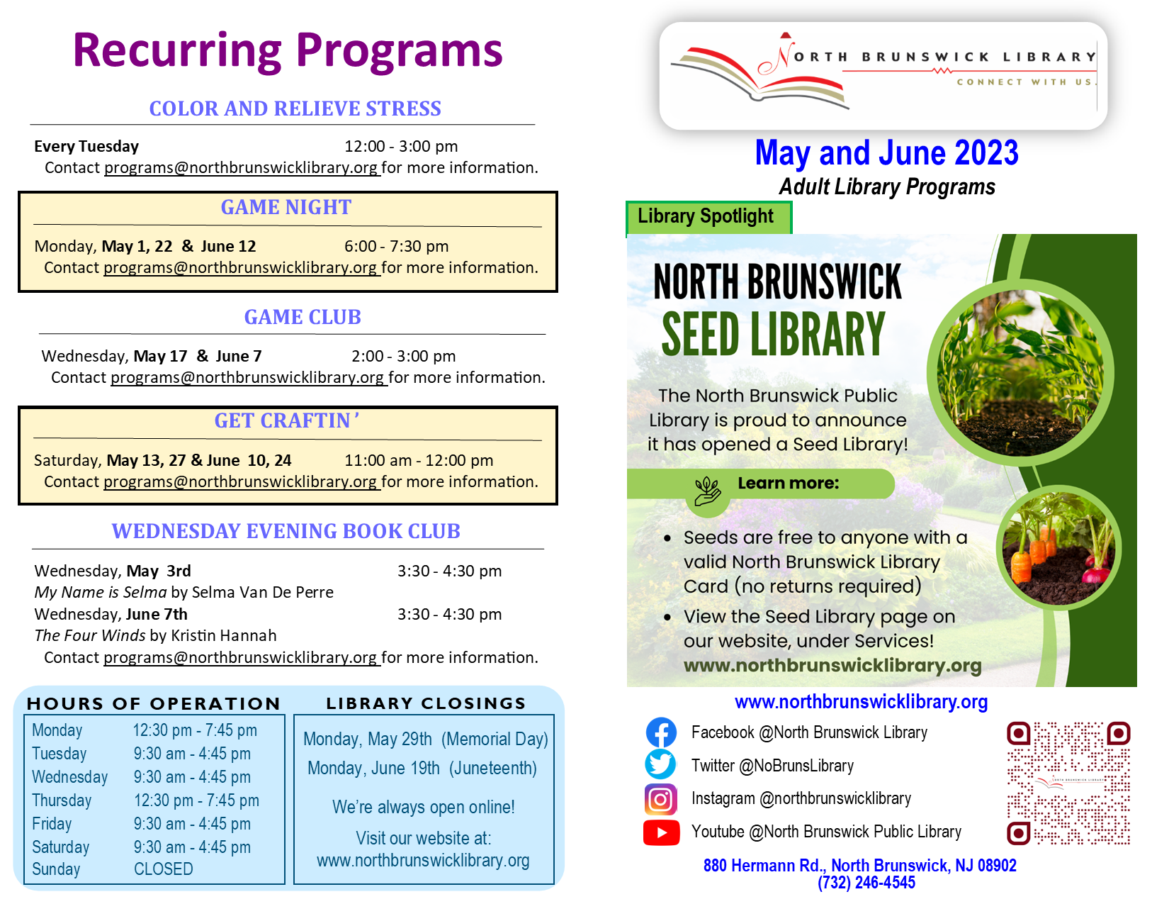 Adult Programs for May 2023
