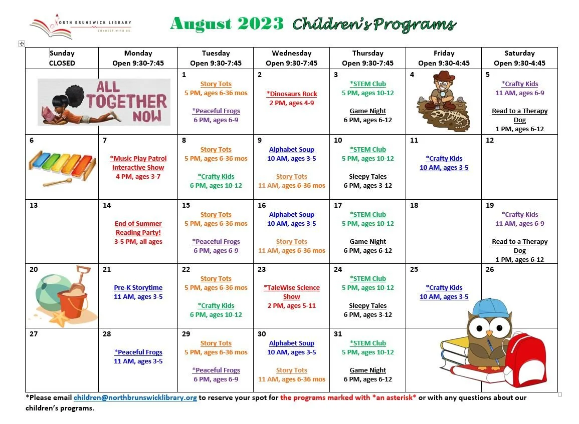 August 2023 Children's Programs