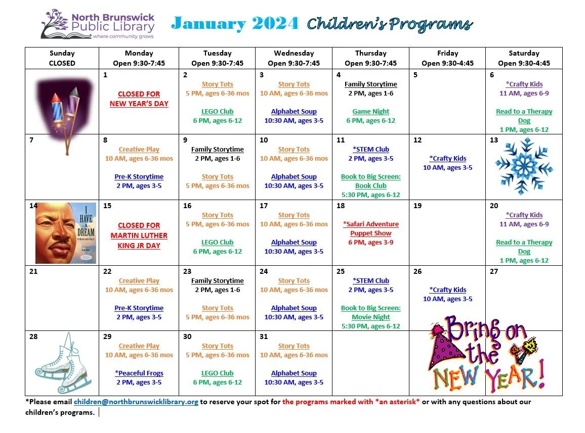 January 2024 Children's Programs Calendar