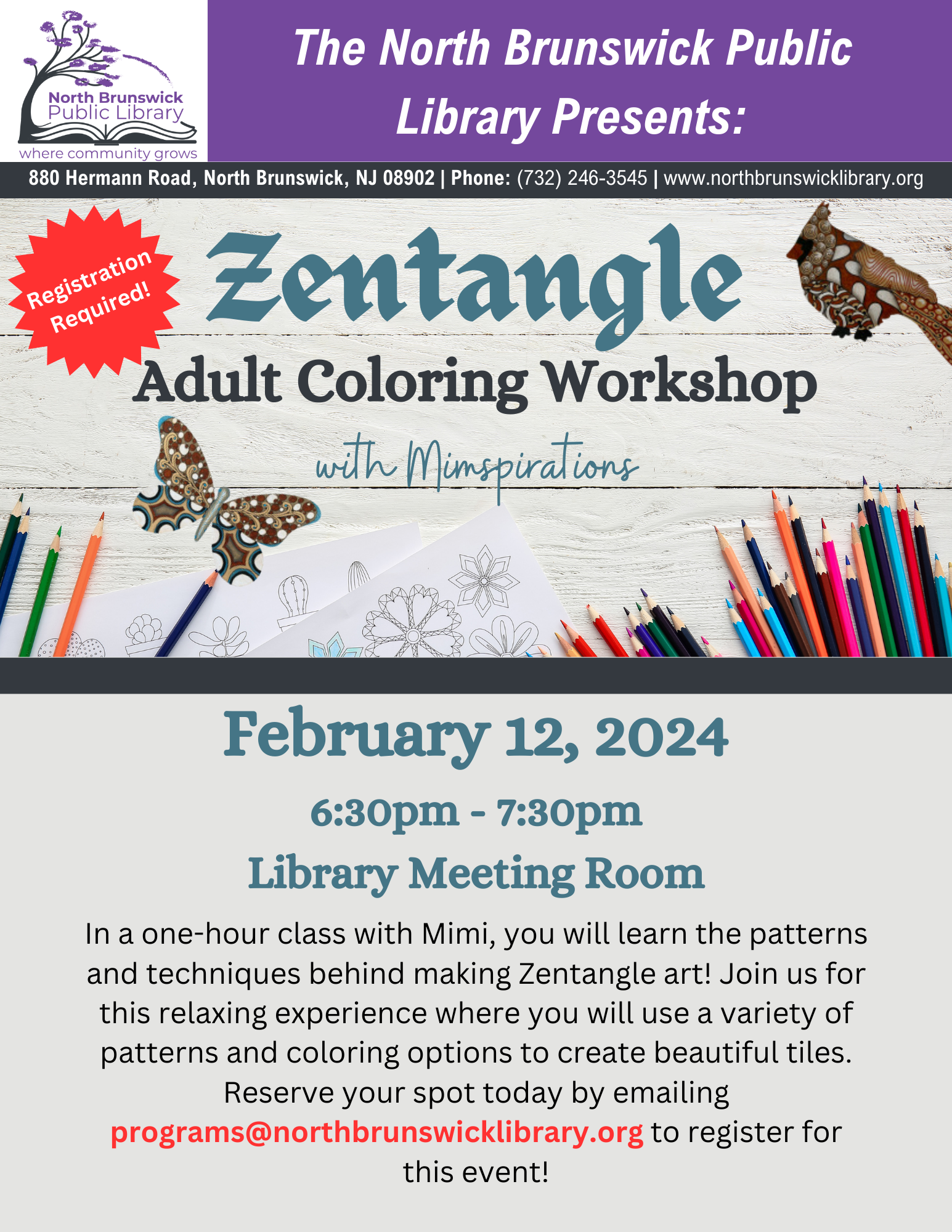 Zentangle Adult Coloring Workshop