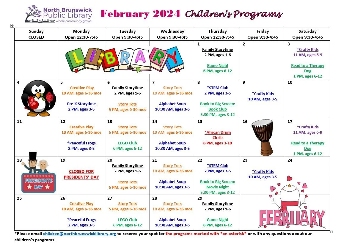 February 2024 Children's Programs