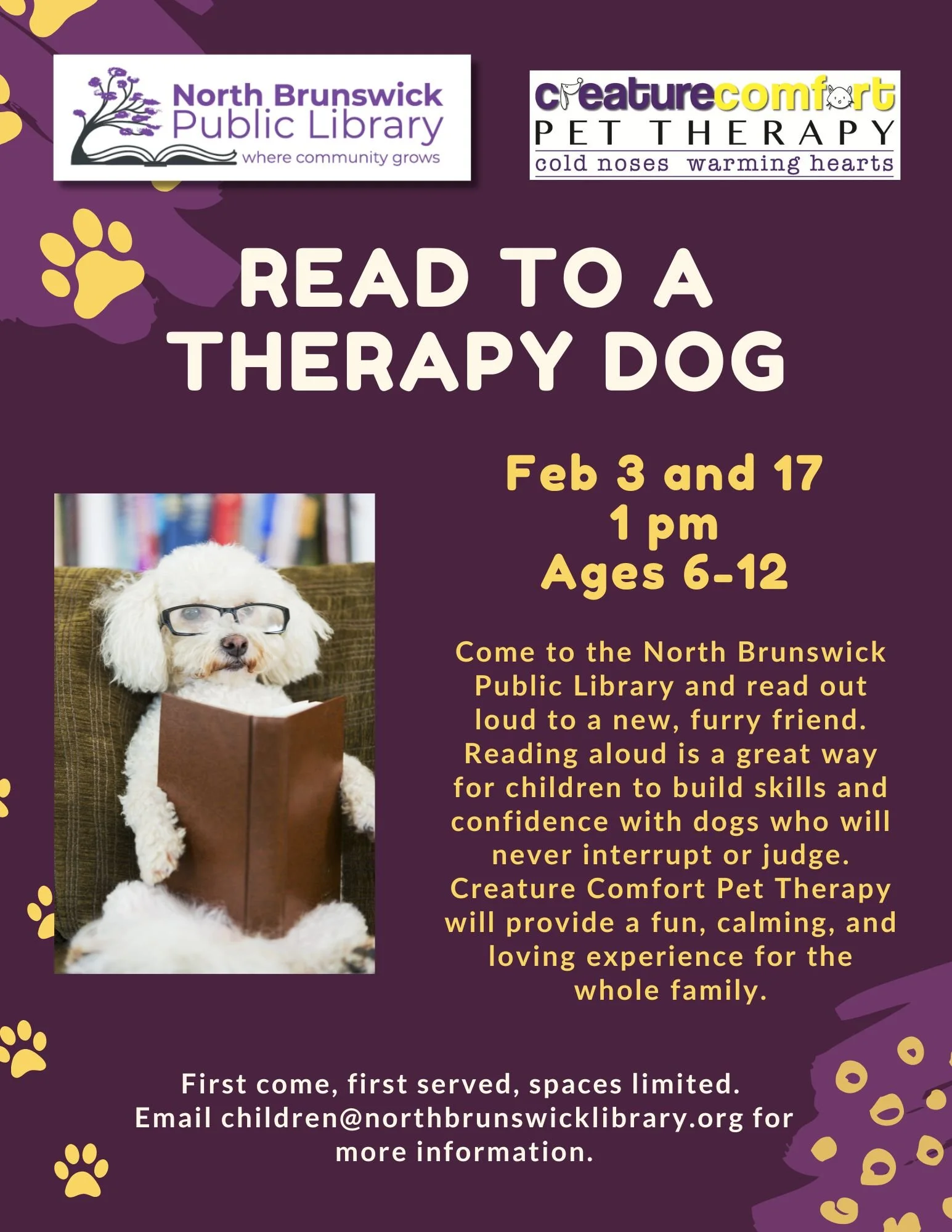Read to a Therapy Dog (Ages 6-12)