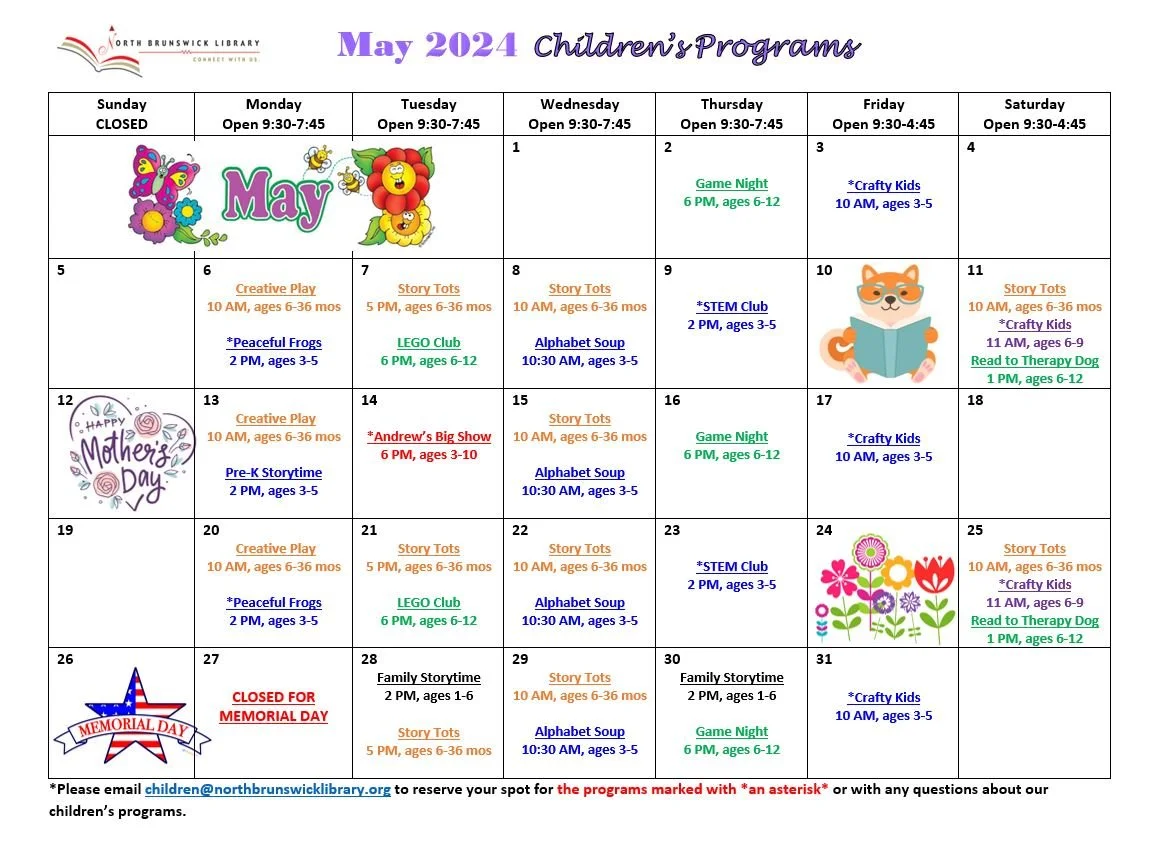 Children's Programs May 2024 Calendar