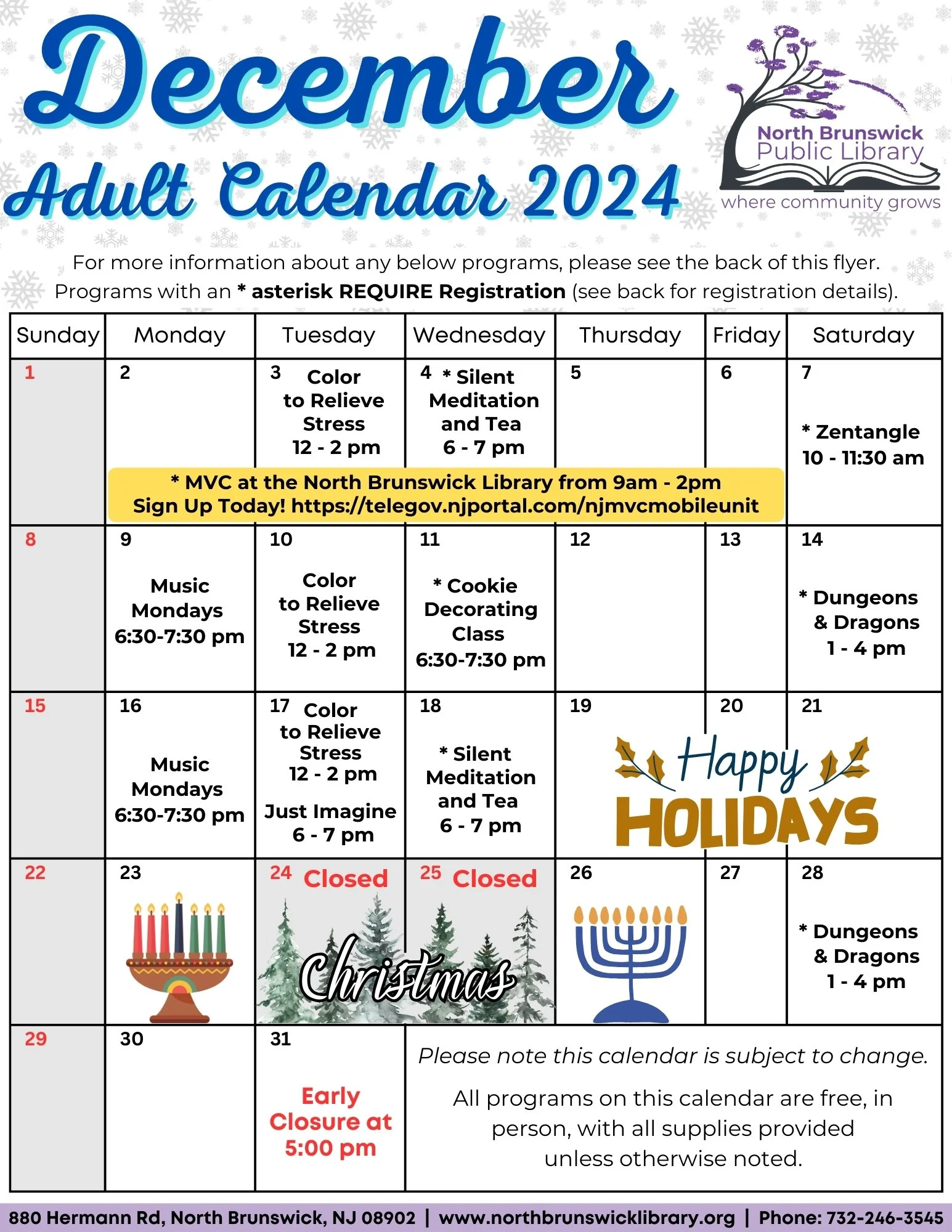 December Adult Calendar 2024