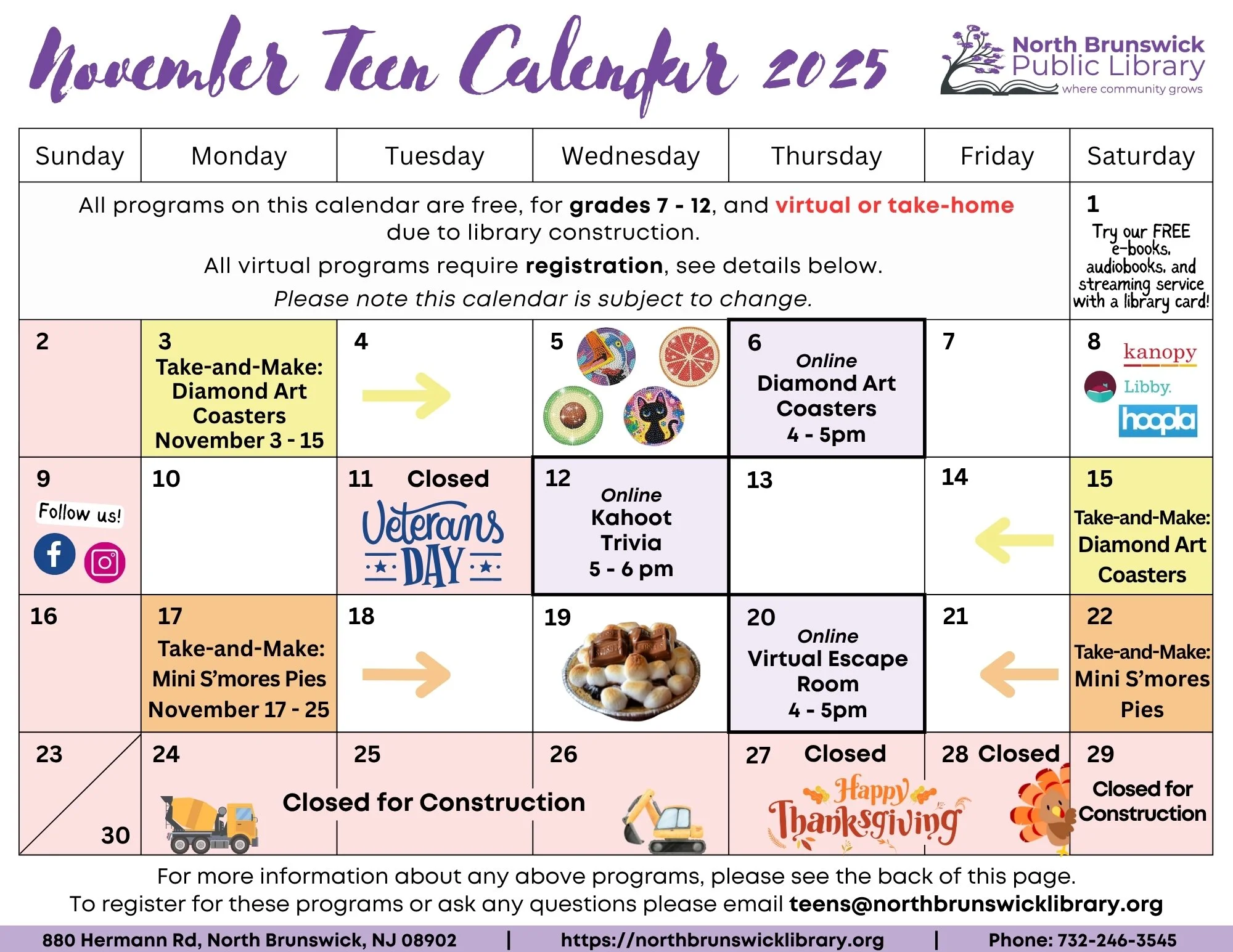 November Teen Calendar 2025
