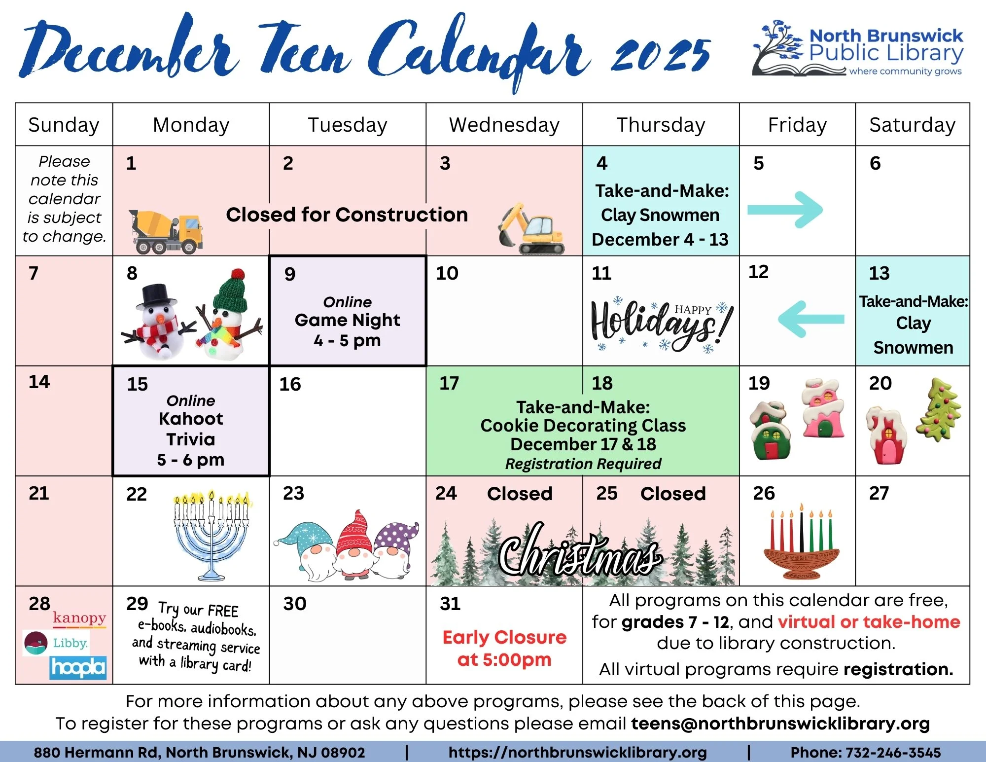 December Teen Calendar 2025