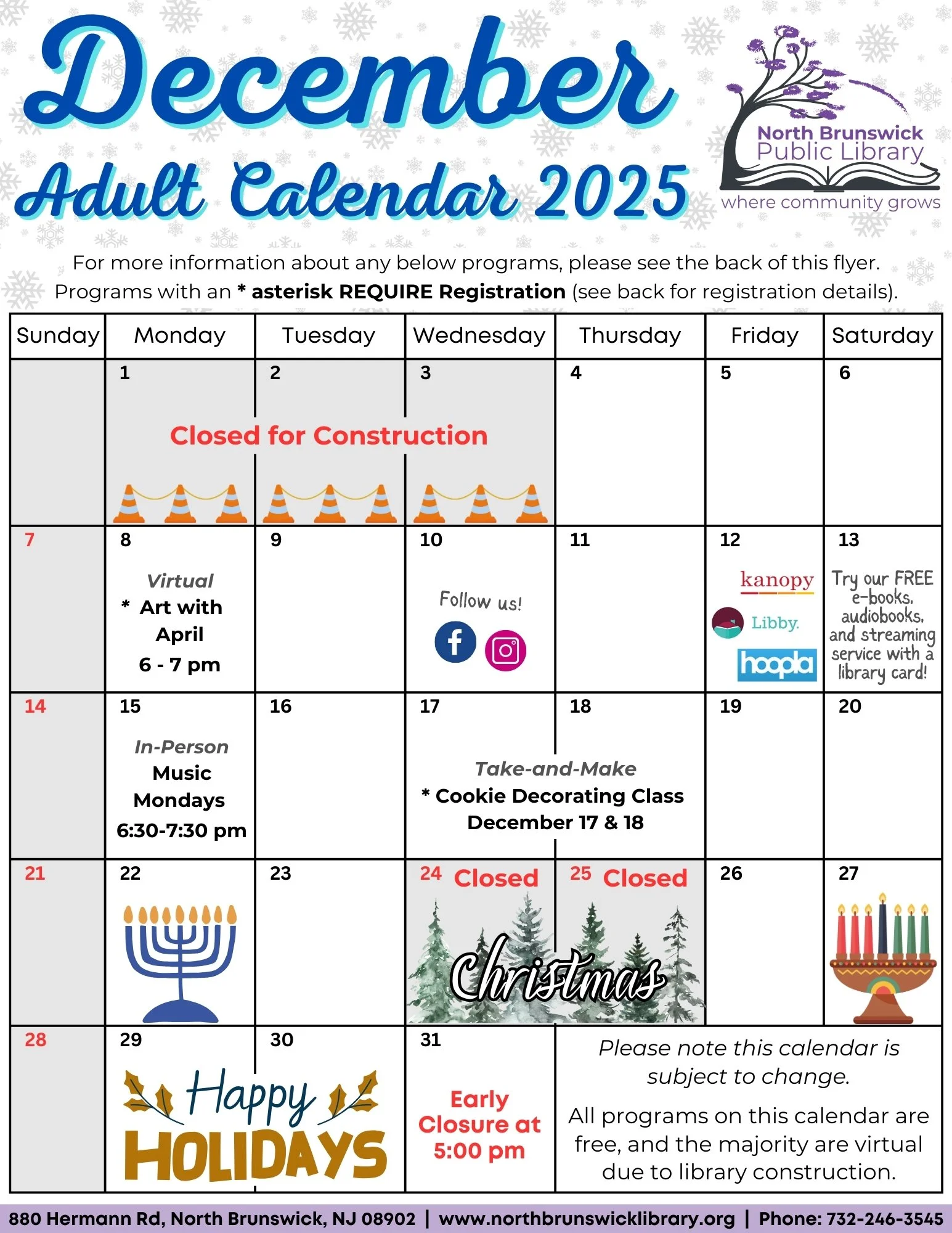 December Adult Calendar 2025