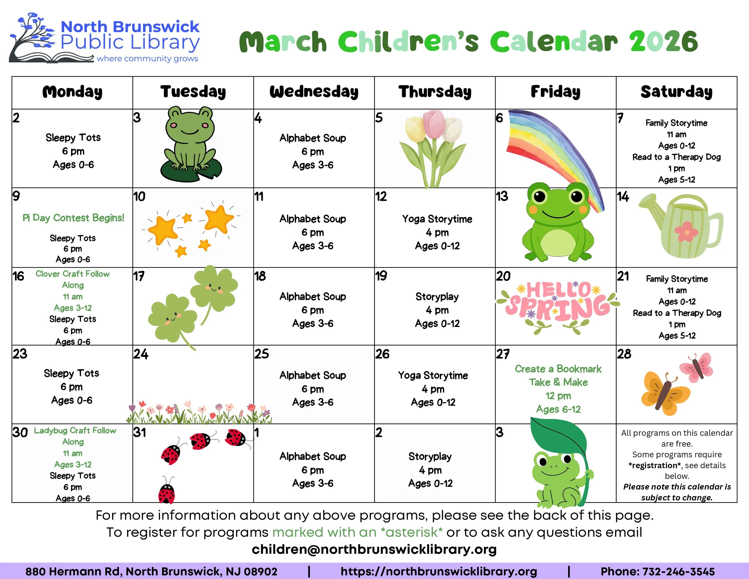 March Children's Calendar 2026