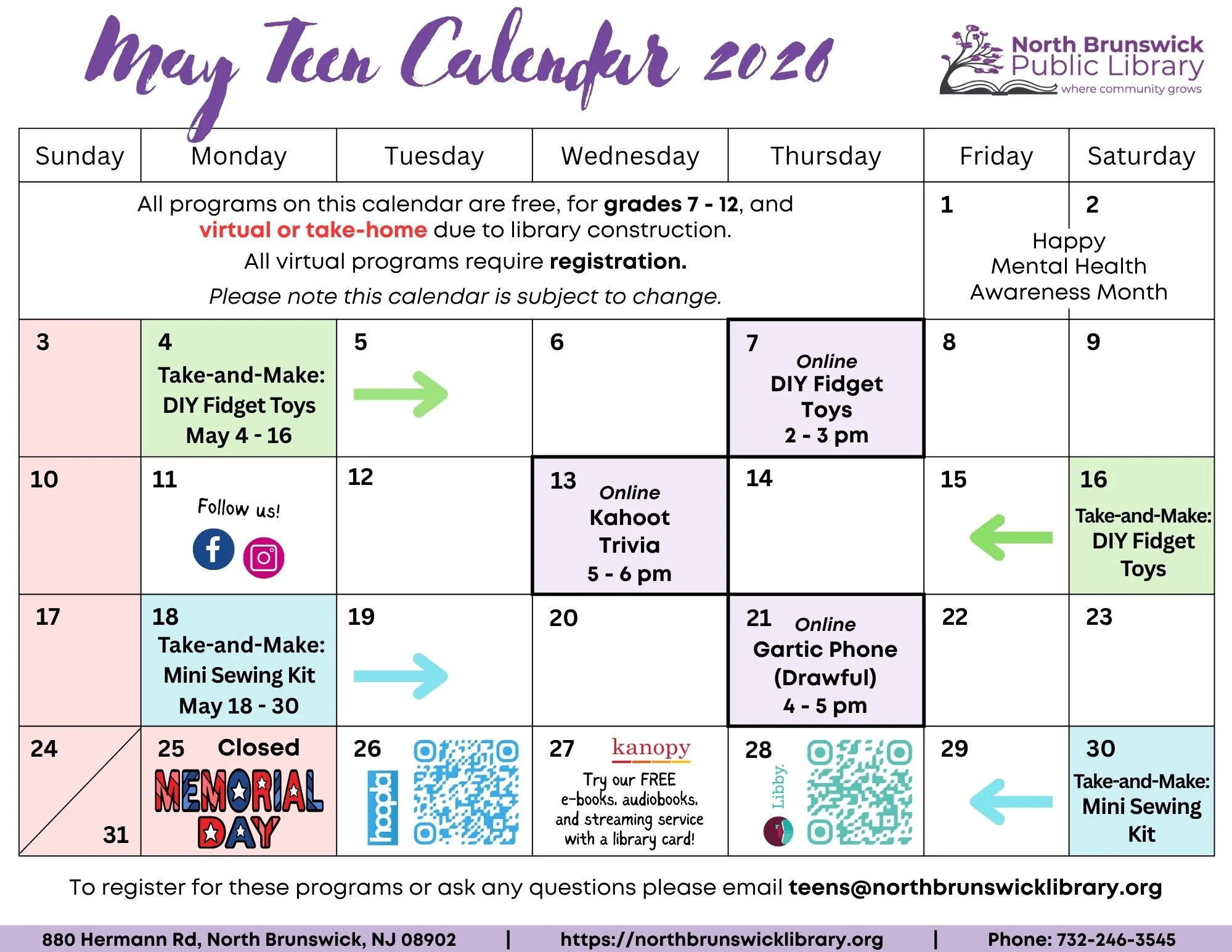 May Teen Calendar 2026