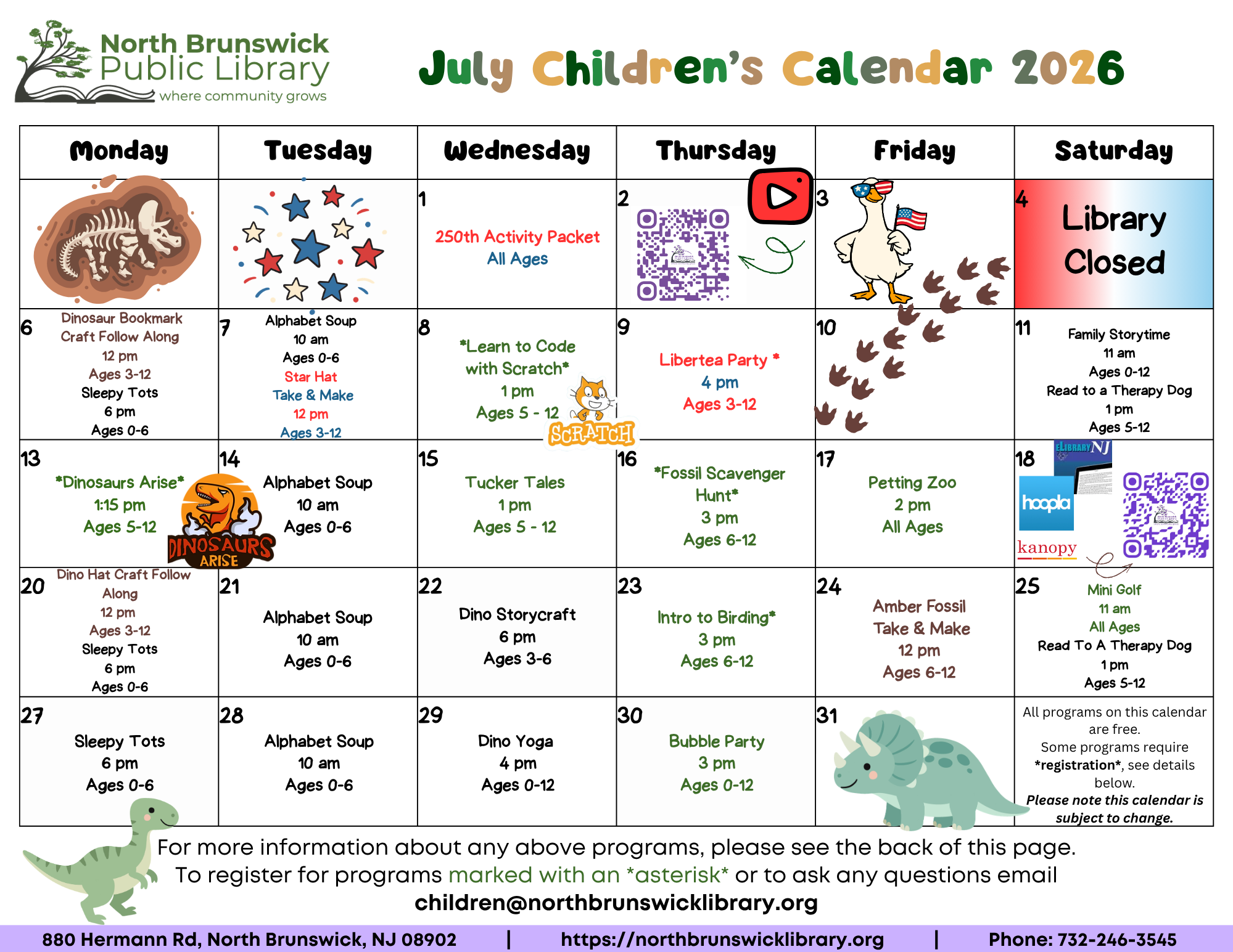 Children's Summer Reading Calendar 2026