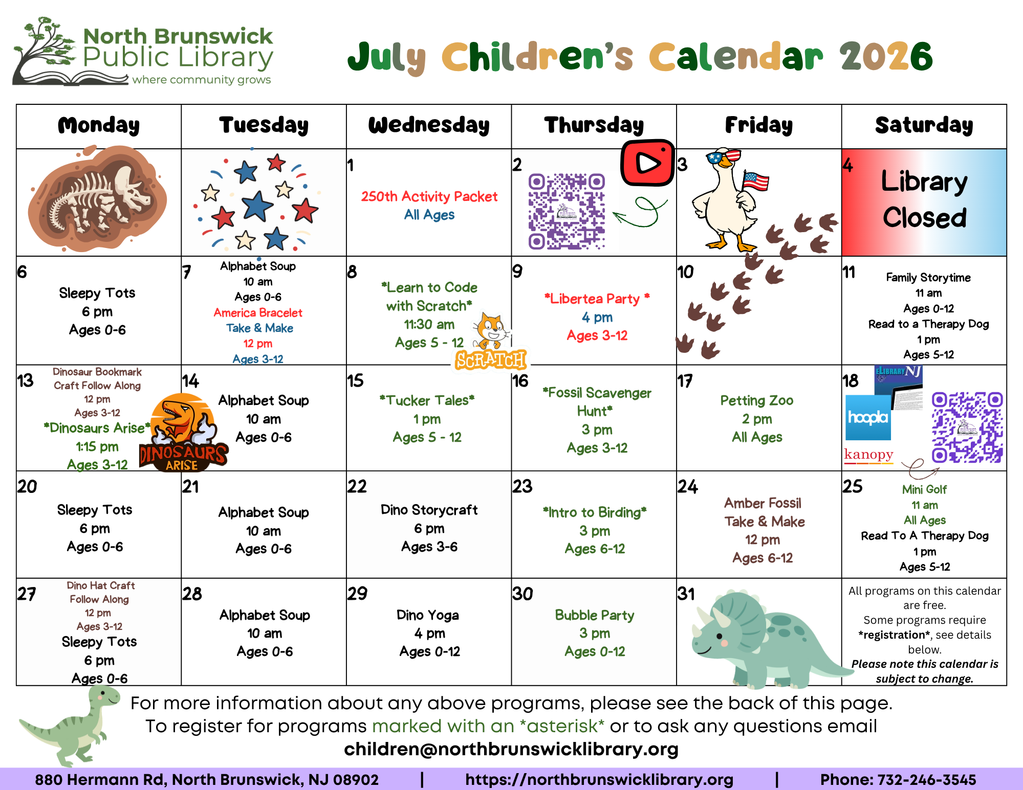 Children's Summer Reading Calendar 2026