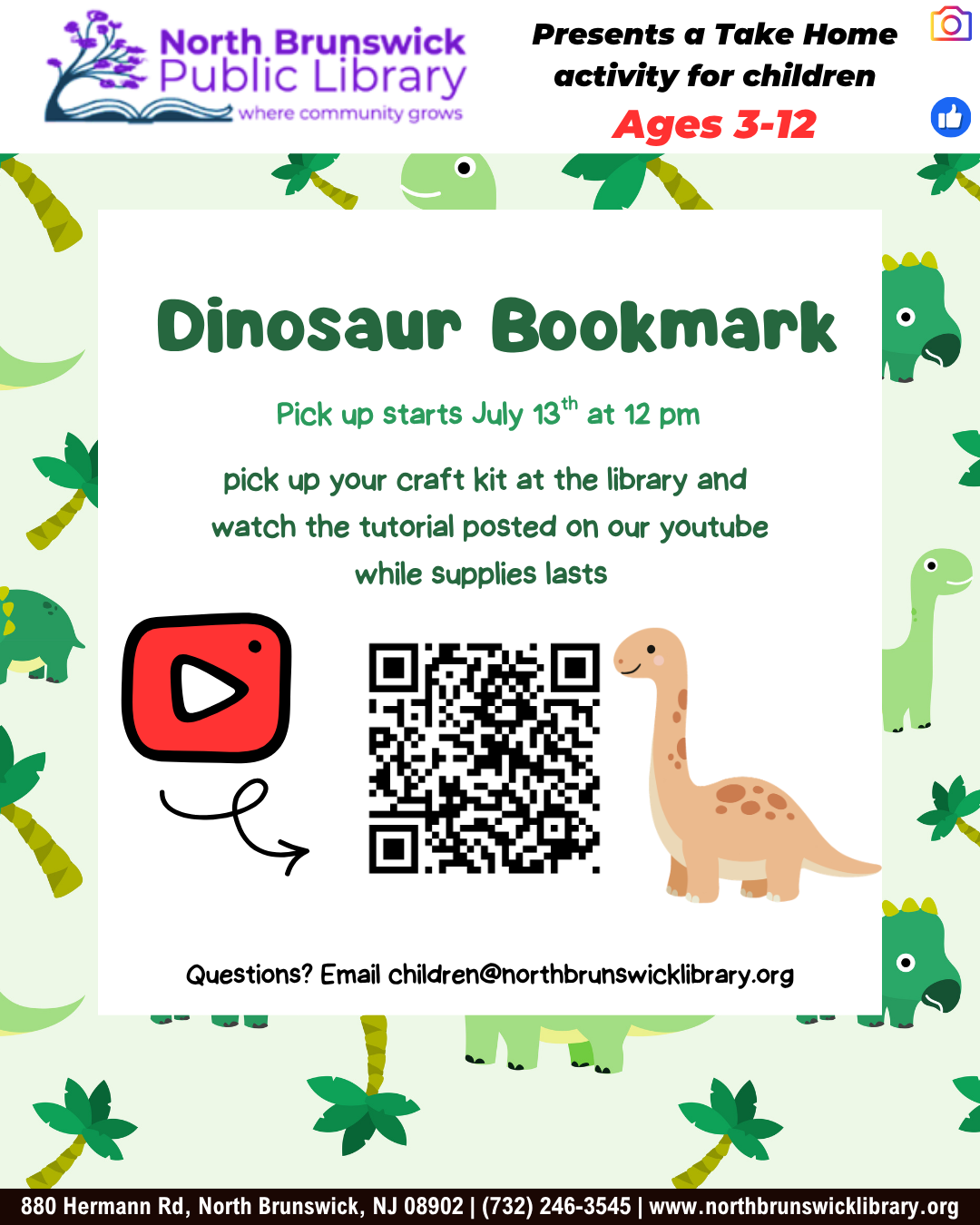 Dinosaur Bookmark Take-Home Craft