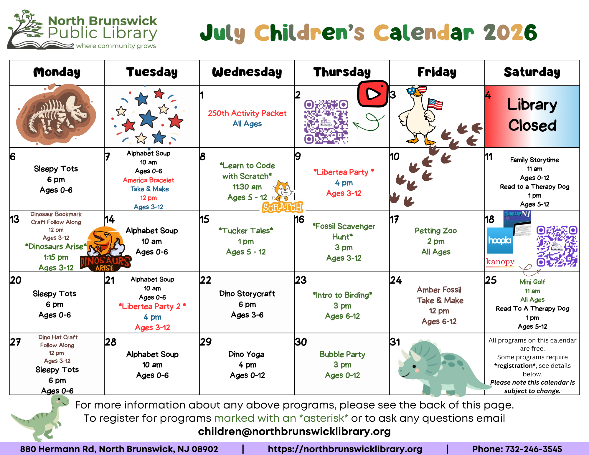 Children's Summer Reading Calendar 2026